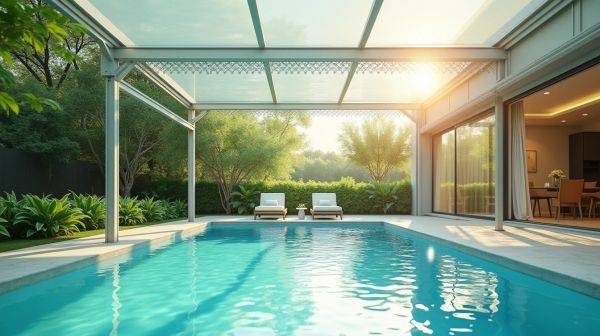Piscine coque et volet immergé : le duo design et praticité